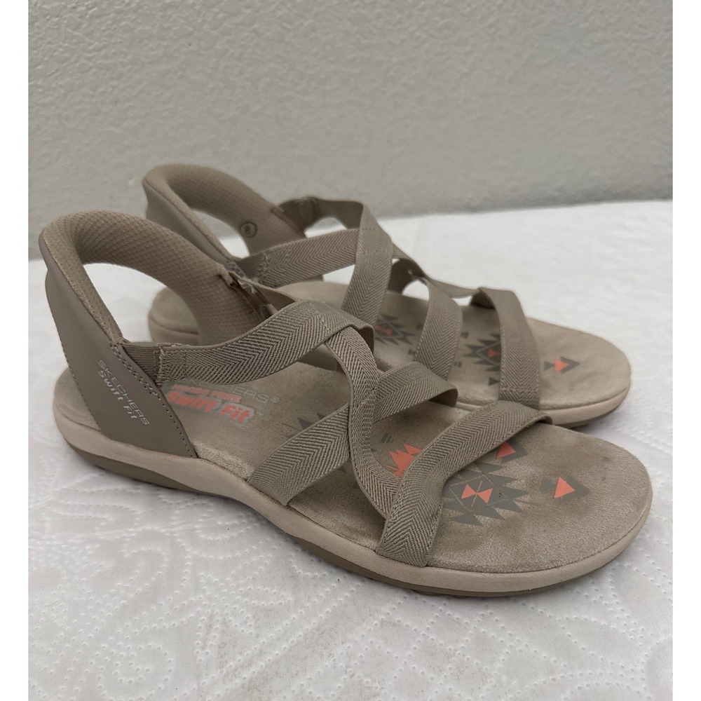 Skechers Sandals Beige Taupe Hands Free Swift Fit Strappy Comfort Size 8